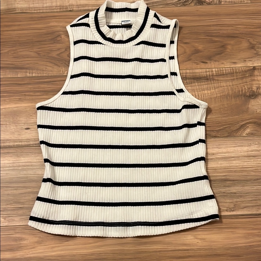 Old Navy Black and White Striped Tank Top